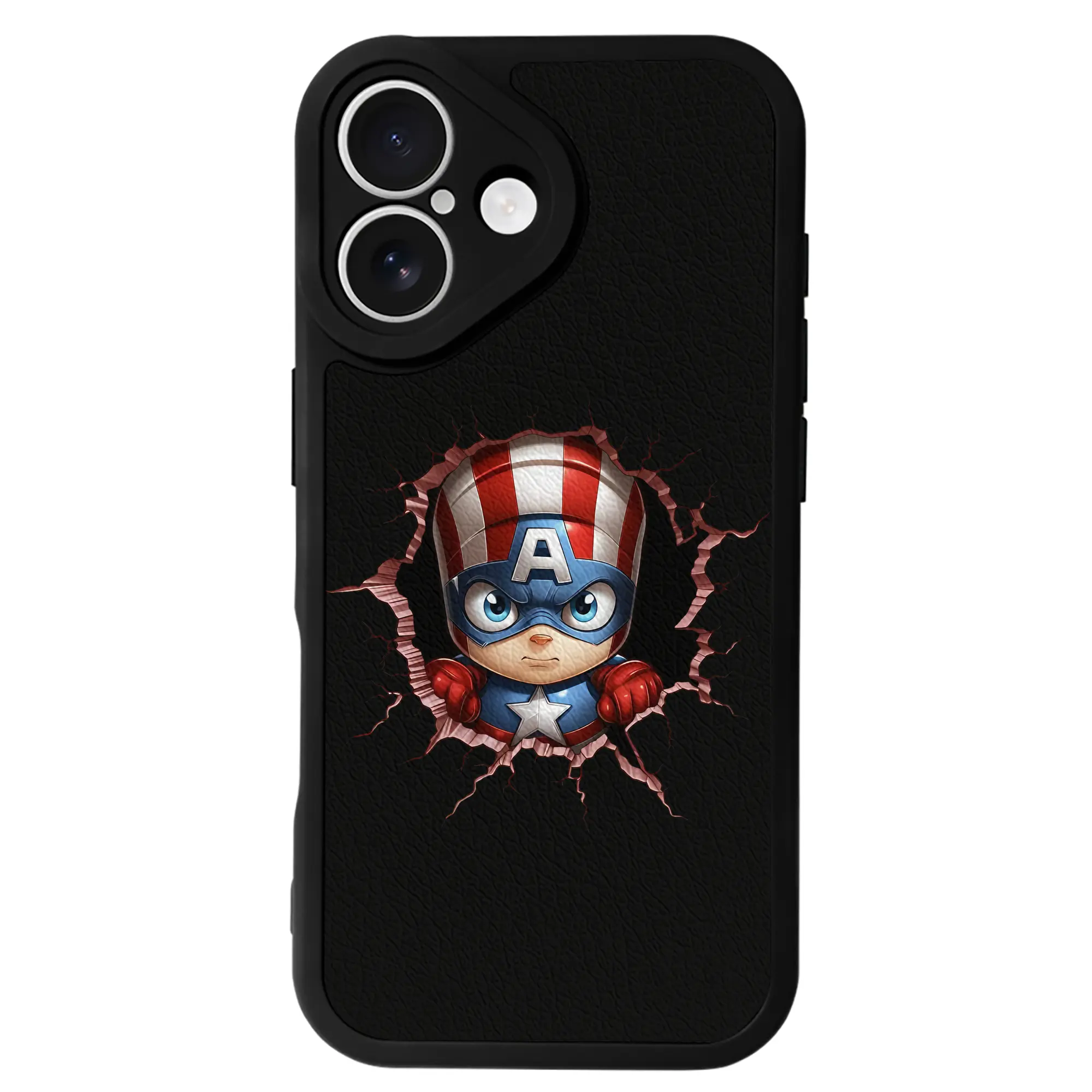 アベンジャーズ (Avenjāzu) グッズ キャプテン・アメリカ（Captain America） - IPhone 16シリーズ対応 ・ シリコンスマホケース ・ レザー調 ・ 高精度フィット ・ 耐衝撃 ・ ワイヤレス充電対応 ・ 精密カット
